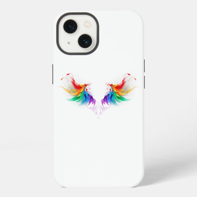Fluffige Regenbogenflügel iPhone Hülle (Rückseite)