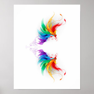 Fluffige Regenbogenflügel Poster