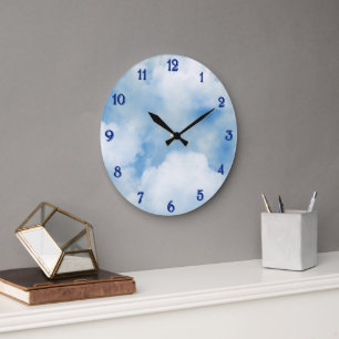 Fluffige Weiße Wolken Große Wanduhr
