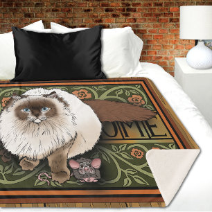 Fluffige Willkommen Siamkatze Maus Vintage Sherpadecke