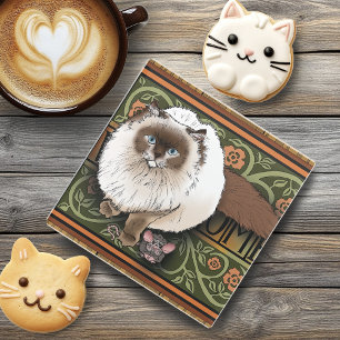 Fluffige Willkommens-Siamesen-Katz Maus Vintage Glasuntersetzer