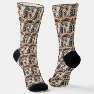 Fluffiger Bichon Frise Hund Fröhliche Weihnachten Socken