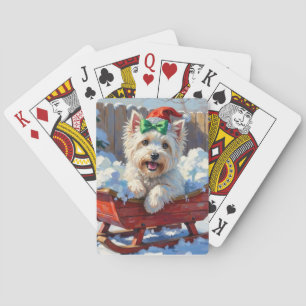Fluffiger Coton de Tulear Hund im Vintage-Weihnach Spielkarten
