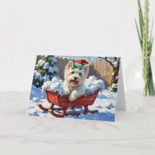 Fluffiger Coton de Tulear Hund Vintage Weihnachtss Karte