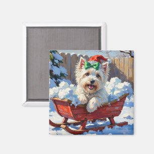 Fluffiger Coton de Tulear Hund Vintage Weihnachtss Magnet