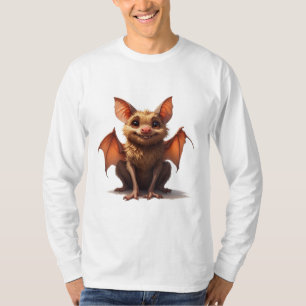 Fluffiger Fledermaus-Charakter mit großen Augen un T-Shirt