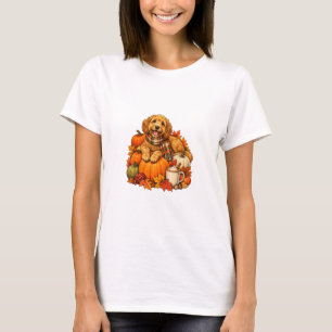 Fluffiger Hund mit karierter Schärpe T-Shirt