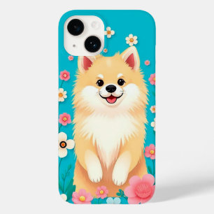 Fluffiger Pomeranian Blumenreiz 🌸🐾 Süße Zeichent Case-Mate iPhone 14 Hülle