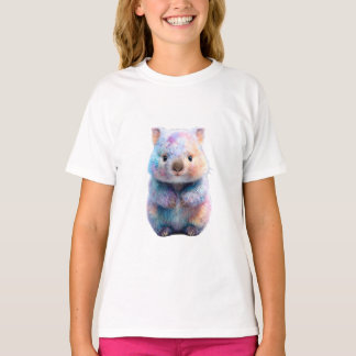 Fluffiger Regenbogen-Wombat-Kunst für Kinder T-Shirt