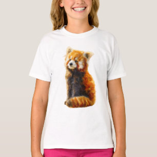 Fluffiger Roter Panda Wasserfarben-Illustration Ki T-Shirt