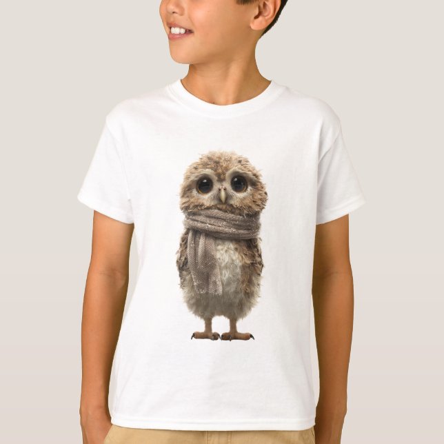 Fluffiger Schal-Käuzchen für Kinder T-Shirt (Vorderseite)