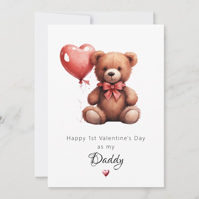Fluffiger Teddybär Froher 1. Valentinstag Feiertagskarte (Vorderseite)