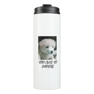 "Fluffiger Weißer Hundewelpe Charme" Thermosbecher