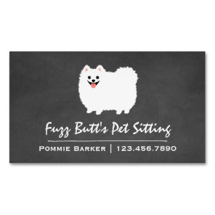 Fluffiger Weißer Pomeranian Magnetische Visitenkarte