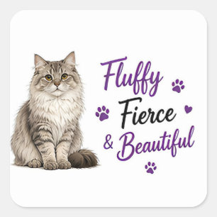 🐾 Fluffiger Wilder Sibirischer Katzenliebhaber-Zi Quadratischer Aufkleber