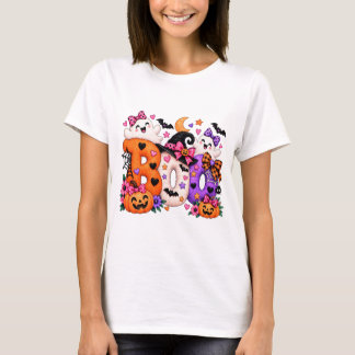 Fluffiges BOO-Kürbis-Hexen-Spooky-Halloween-T-Shir T-Shirt