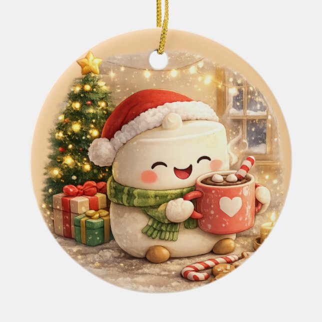 Fluffiges Weihnachten  Keramik Ornament (Vorne)