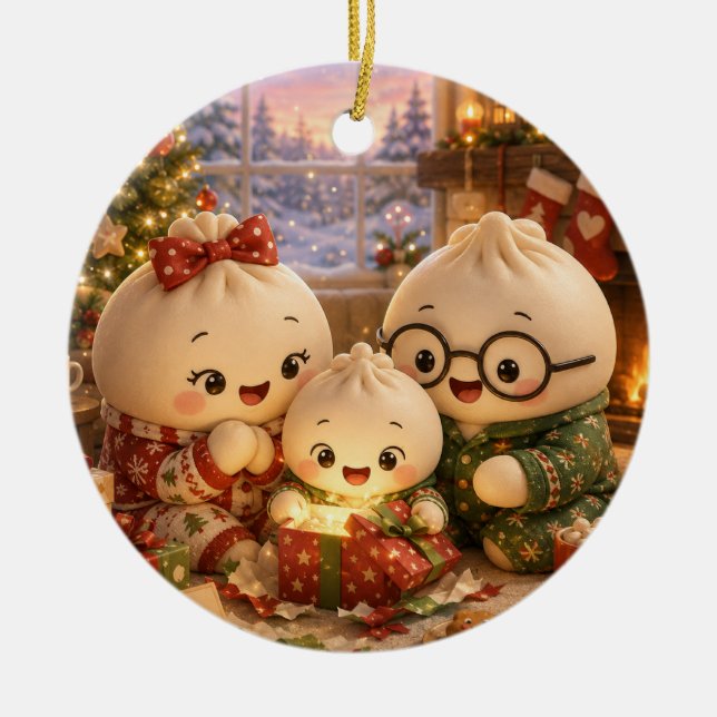 Fluffiges Weihnachten  Keramik Ornament (Vorne)