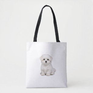Fluffiges weißes Malteser-Welpenporträt Süßer Hund