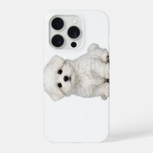 Fluffiges weißes Malteser-Welpenporträt Süßer Hund iPhone 15 Pro Hülle
