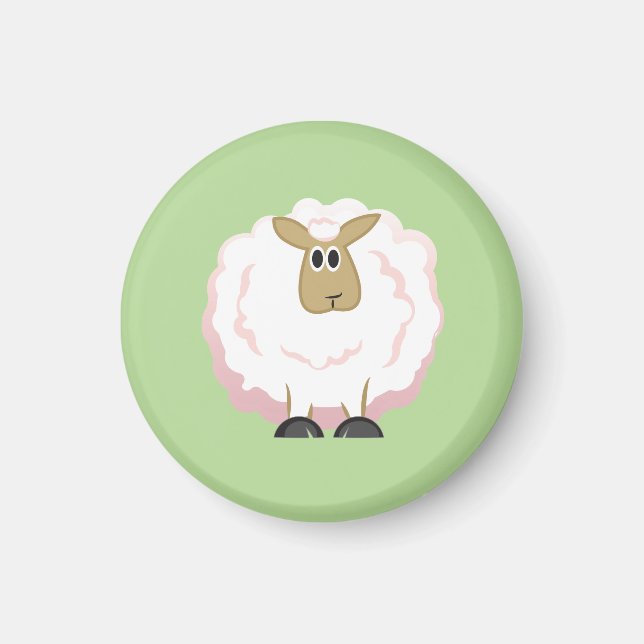 Fluffiges weißes Schaf Magnet (Vorne)