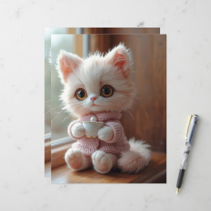 Fluffiges weißes und hellrosa Katzen Scrapbook Pap