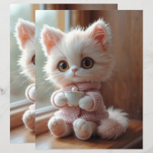 Fluffiges weißes und hellrosa Katzen Scrapbook Pap