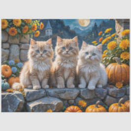 Fluffy Autumn Kittens Pumpkins and Folies Seidenpapier