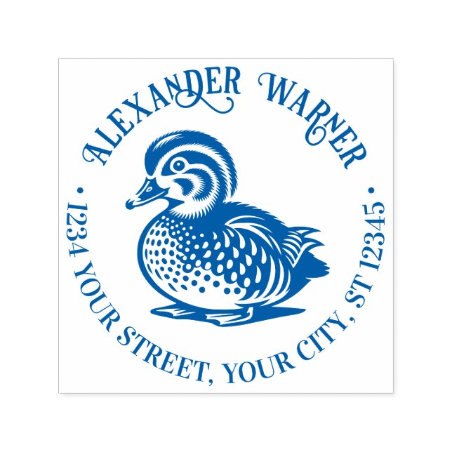 Fluffy Baby Duck Duck Library Name Rücksendeadress Permastempel (Design)
