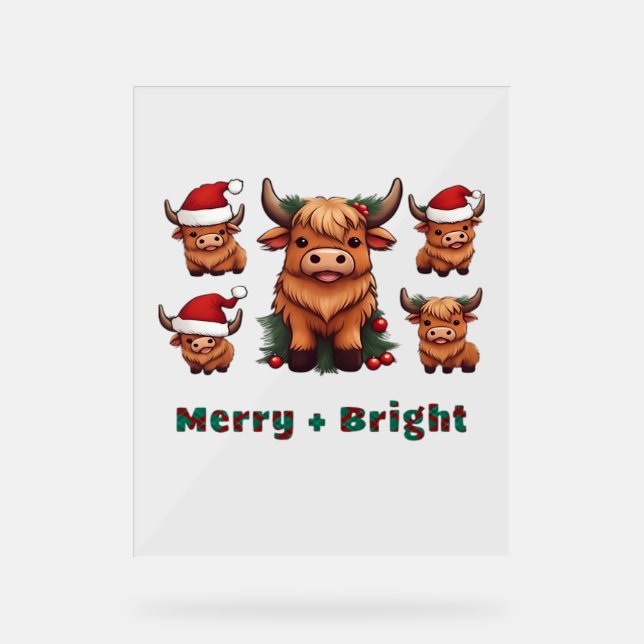 Fluffy Baby Highland Cow Drink Kaffee Oversified T Acrylschild (Vorderseite)