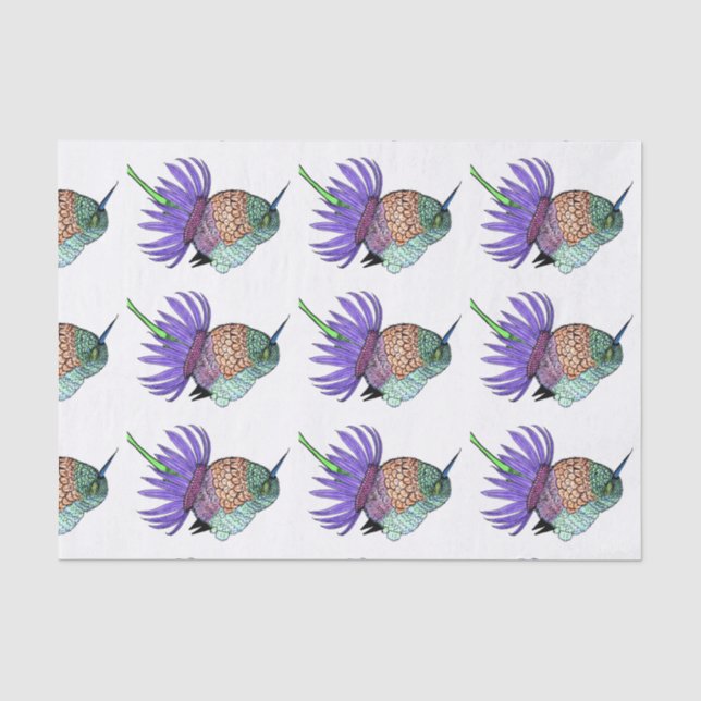 Fluffy Baby Hummingbird Seidenpapier (Vorderseite)