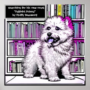 Fluffy Beaumont Dog Library bearbeitbar Poster