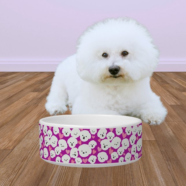 Fluffy Bichon Faces and Hearts Pet Bowl Napf (Von Creator hochgeladen)