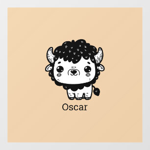 Fluffy Bison Baby - Kawaii Farm Animal Art Fensteraufkleber