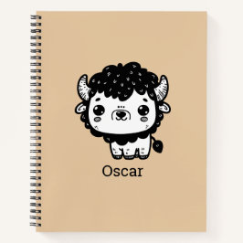 Fluffy Bison Baby - Kawaii Farm Animal Art Notizbuch