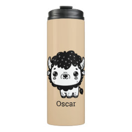 Fluffy Bison Baby - Kawaii Farm Animal Art Thermosbecher