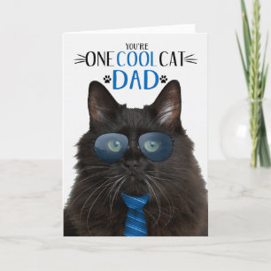 Fluffy Black Cat Father's Day One Cool Cat Feiertagskarte