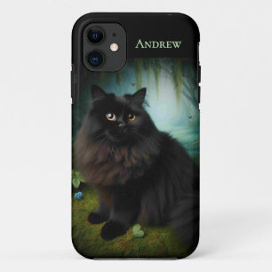 Fluffy Black Cat in Misty Woods Case-Mate iPhone Hülle