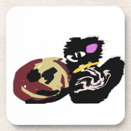 Fluffy Black Cat Jack o Lantern fun Getränkeuntersetzer