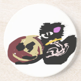 Fluffy Black Cat Jack o Lantern fun Getränkeuntersetzer