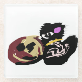 Fluffy Black Cat Jack o Lantern fun Glasuntersetzer