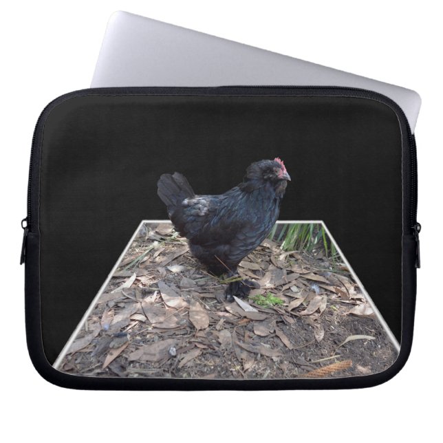 Fluffy Black Rooster, Laptopschutzhülle (Vorderseite)
