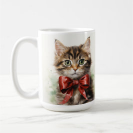 FLÜFFY BROWBY KITTEN MIT ROTER KLEINE KAFFEETASSE