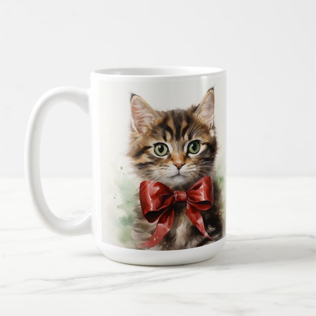 FLÜFFY BROWBY KITTEN MIT ROTER KLEINE KAFFEETASSE (Links)