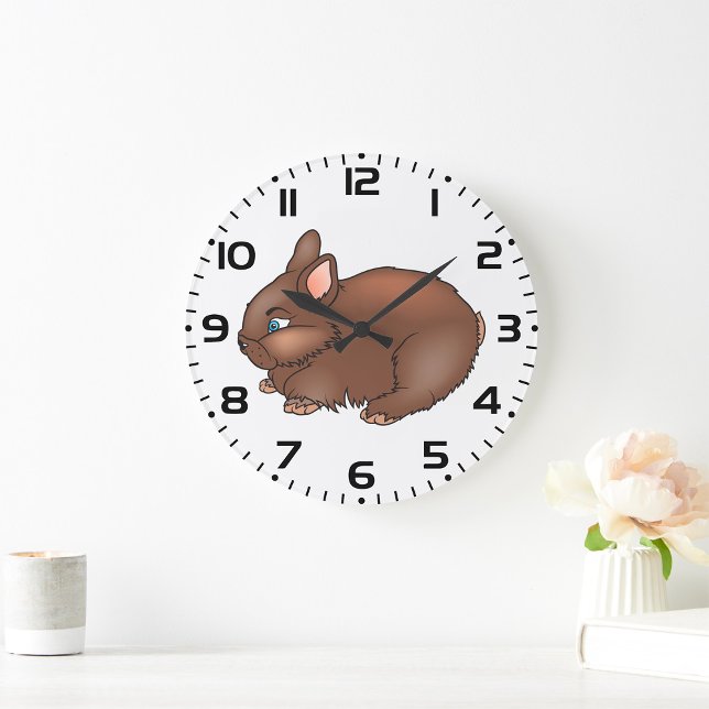 Fluffy Brown Bunny Rabbit Adorable Animal Große Wanduhr (Von Creator hochgeladen)
