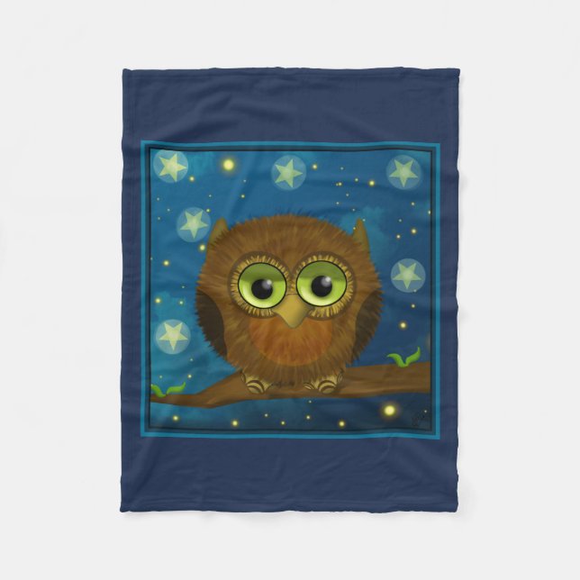 Fluffy Brown Owl Fleecedecke (Vorderseite)