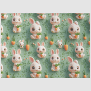 Fluffy Bunnies und Carrots 3D Nahtloses Muster Seidenpapier