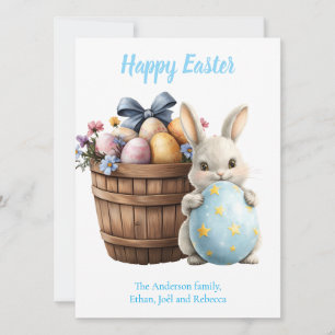 Fluffy Bunny Watercolor Pflanze Eier Ostern Feiertagskarte