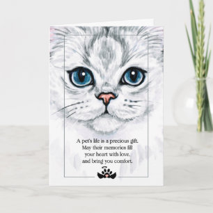 Fluffy Cat Face Illustration mit Pet-Beileid Karte