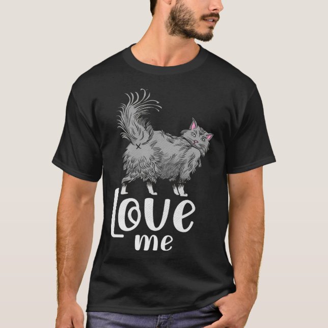 Fluffy cat Liebe ich für Katzenfans T-Shirt (Vorderseite)